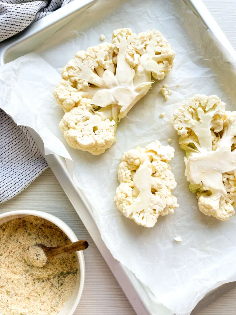 Arrange the cauliflower steaks