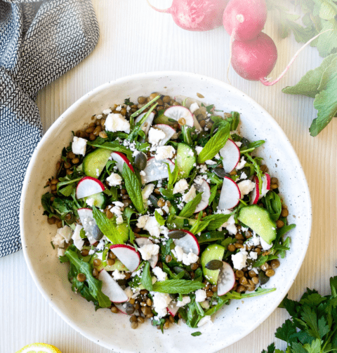 A Lentil Salad Adventure with Feta Cheese and Garden-Fresh Veggies 🌿