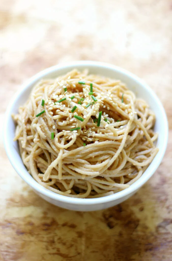 Cold Sesame Peanut Spaghetti Noodles - Spaghetti recipes(Photo Credit: Strength And Sunshine)