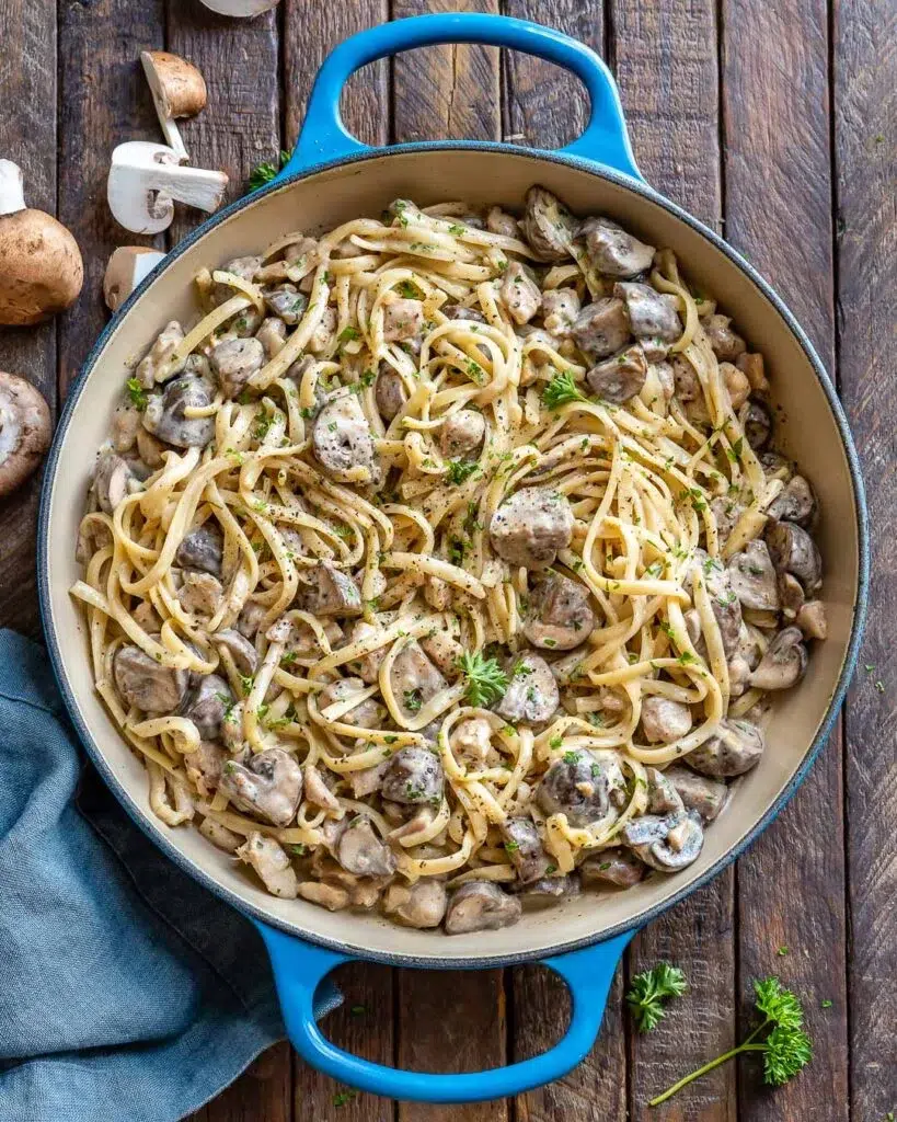 Creamy Chicken Mushroom Pasta With Alfredo Sauce