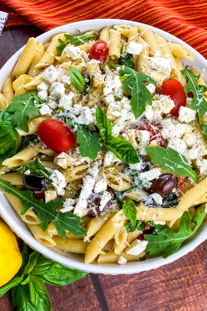 Mediterranean Pasta Salad in small bowl