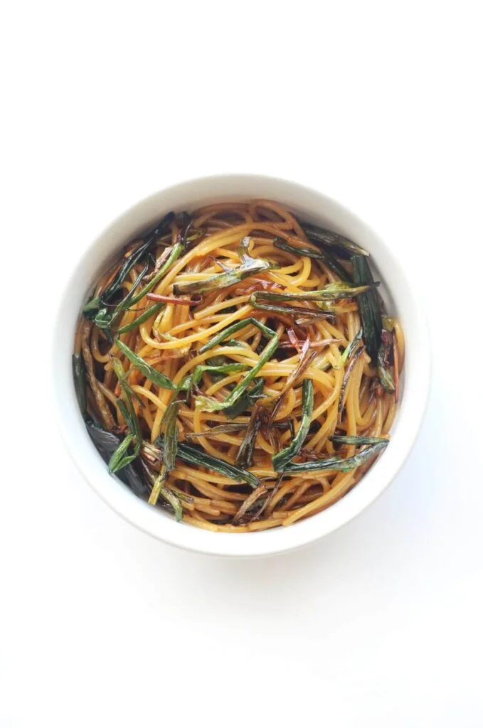 Gluten-Free Scallion Oil Noodles - Spaghetti Recipes  (Photo Credit: Strength and Sunshine)