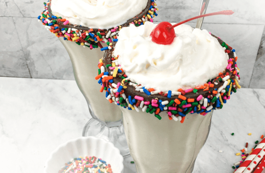 Super Luscious Vanilla Milkshakes with a Sprinkle Twist