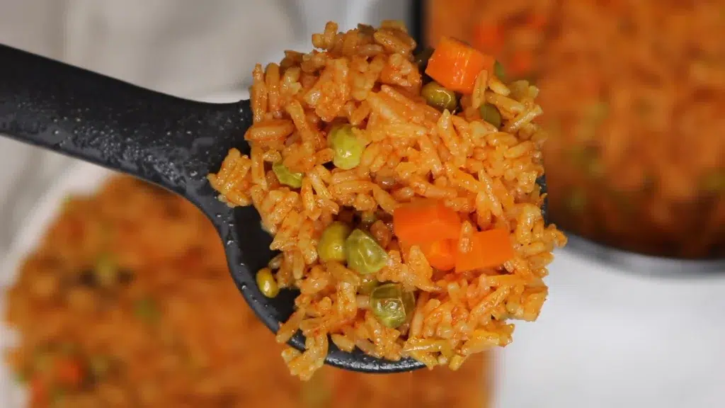 Jollof Rice  in a spoon