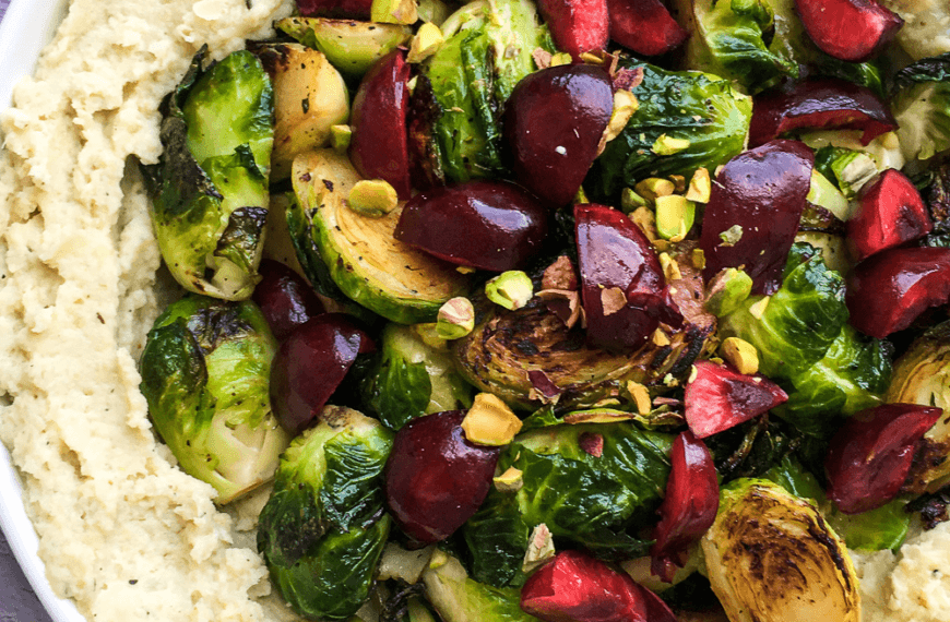 Roasted Cauliflower and Apple Mash with Crispy Brussels Sprouts