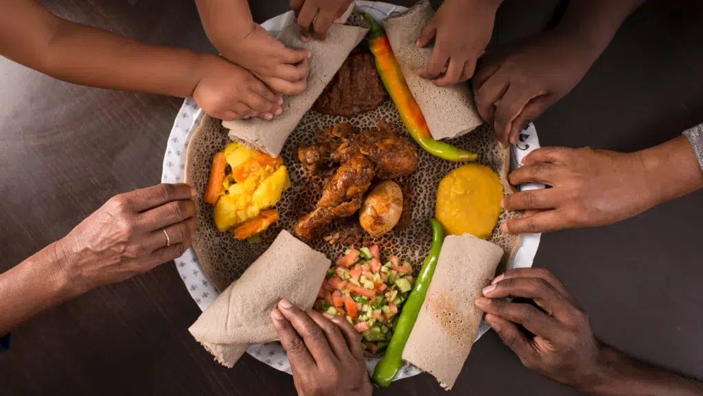 Serving Ethiopian Injera the Ethiopian Way