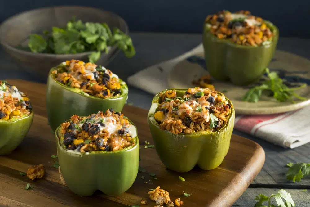 Easy and Economical Dinner Recipes for Busy Weeknights - Air Fryer Rice & Beans Stuffed Peppers