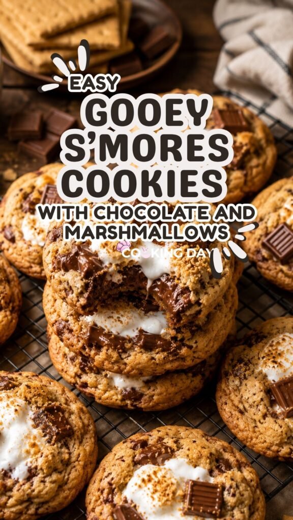 Easy Gooey S’mores Cookies with Chocolate and Marshmallows