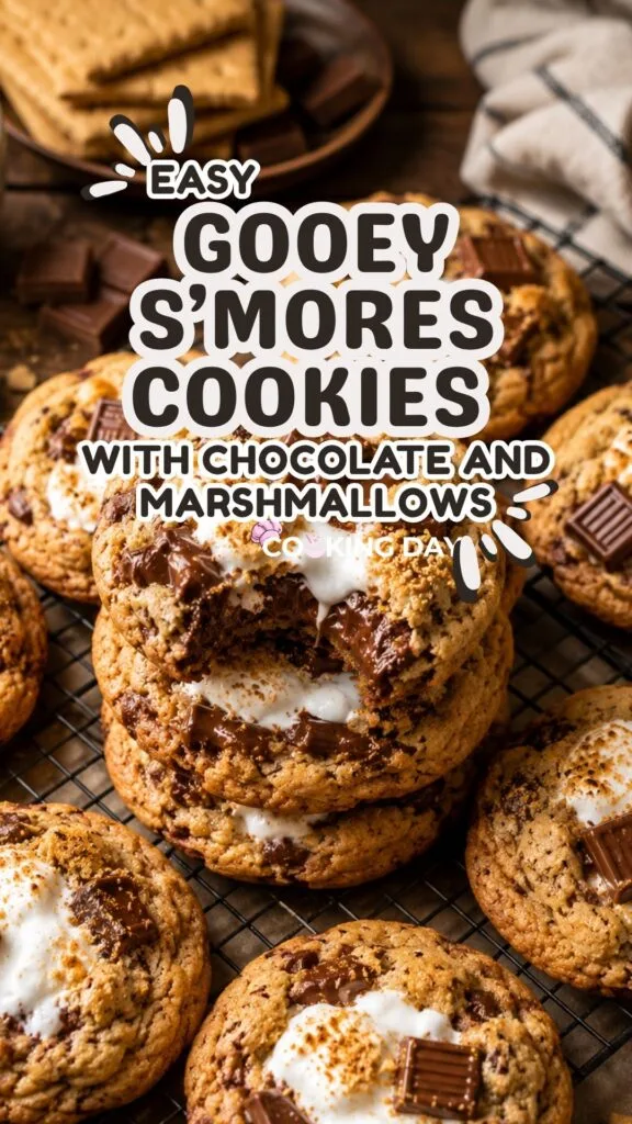 Easy Gooey S’mores Cookies with Chocolate and Marshmallows