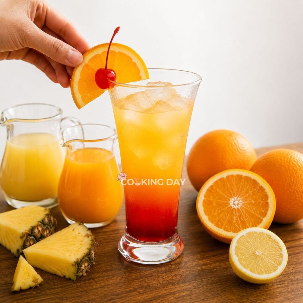 Step 4_ Add the Garnish - Sunrise Mocktail with Pineapple and Orange