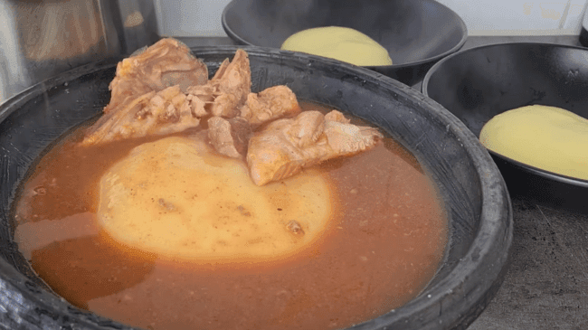 potato fufu with meat