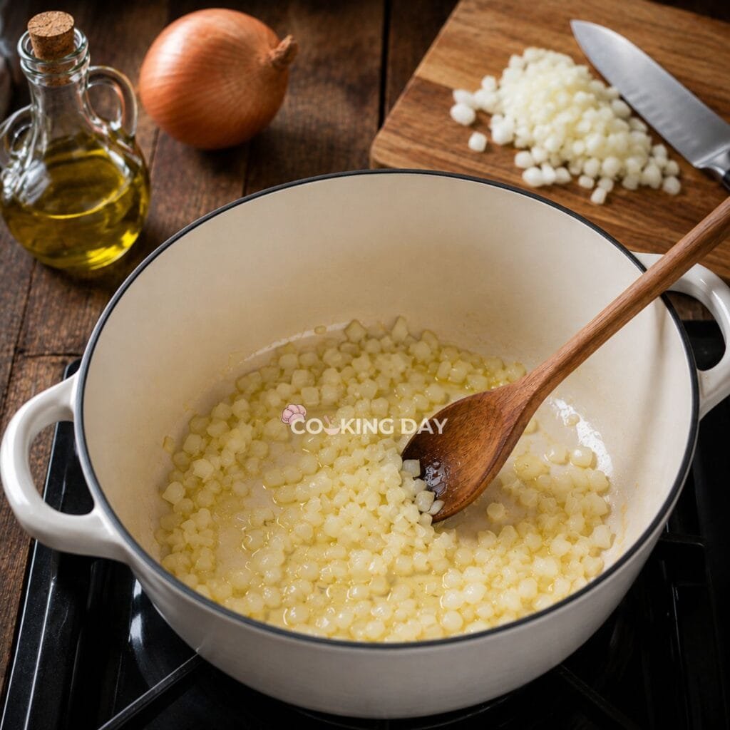 Step 1_ Sauté the Onion - Creamy Pumpkin Soup