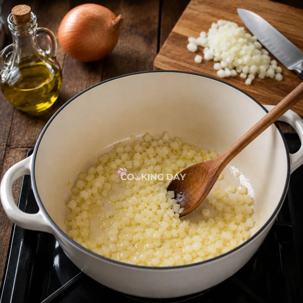 Step 1_ Sauté the Onion - Creamy Pumpkin Soup