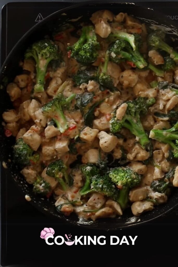 15-Minute Keto Garlic Chicken with Broccoli and Spinach recipe