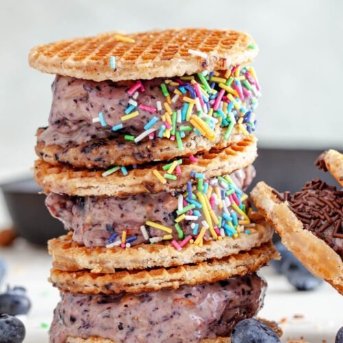 Blueberry Almond Ice Cream Wafflewiches – A Sweet & Crunchy Delight!