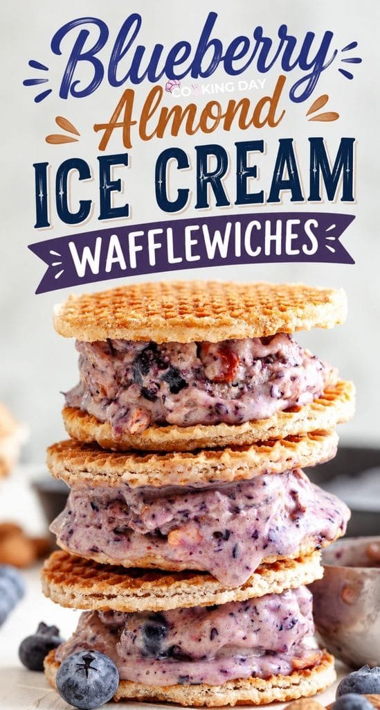 Blueberry Almond Ice Cream Wafflewiches for an Easy and Refreshing Frozen Dessert
