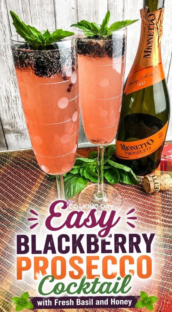 Easy Blackberry Prosecco Cocktail with Fresh Basil and Honey
