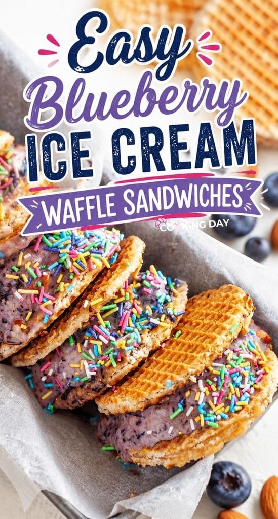 Easy Blueberry Almond Waffle Ice Cream Sandwiches for a Sweet and Creamy Summer Treat