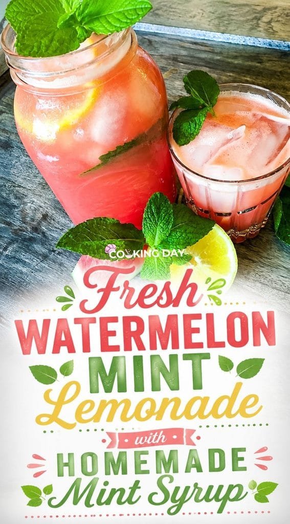 Fresh Watermelon Mint Lemonade with Homemade Mint Syrup