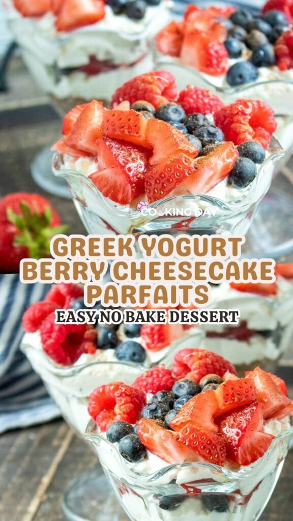 Easy Greek Yogurt Berry Cheesecake Parfaits with Fresh Berries