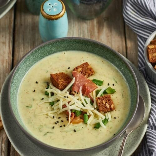 Loaded Baked Potato Soup with Crispy Bacon and Cheese