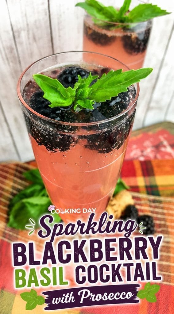 Sparkling Blackberry Basil Cocktail with Prosecco