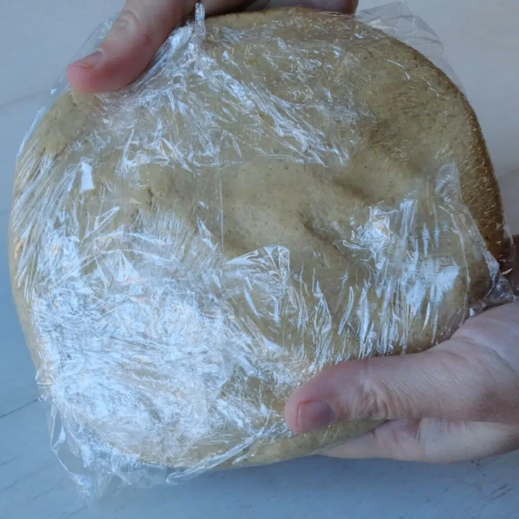 Prepare the Dough wrap it in cling film- Vegan Linzer Cookies