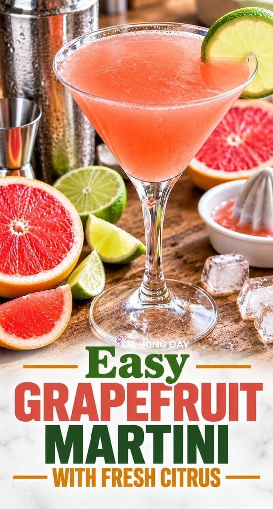 Easy Grapefruit Martini with Fresh Citrus for Brunch and Summer Parties