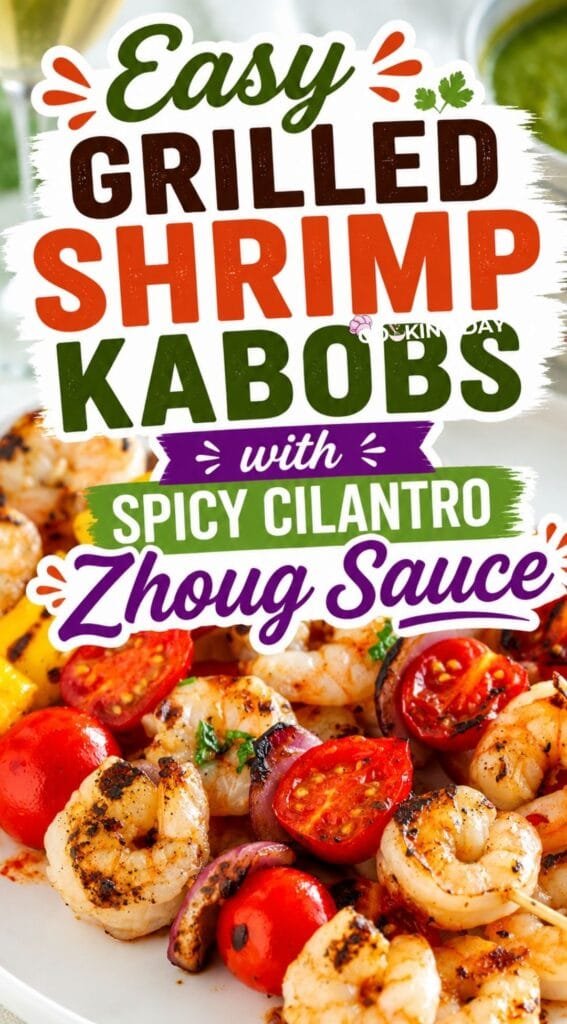 Easy Grilled Shrimp Kabobs with Spicy Cilantro Zhoug Sauce