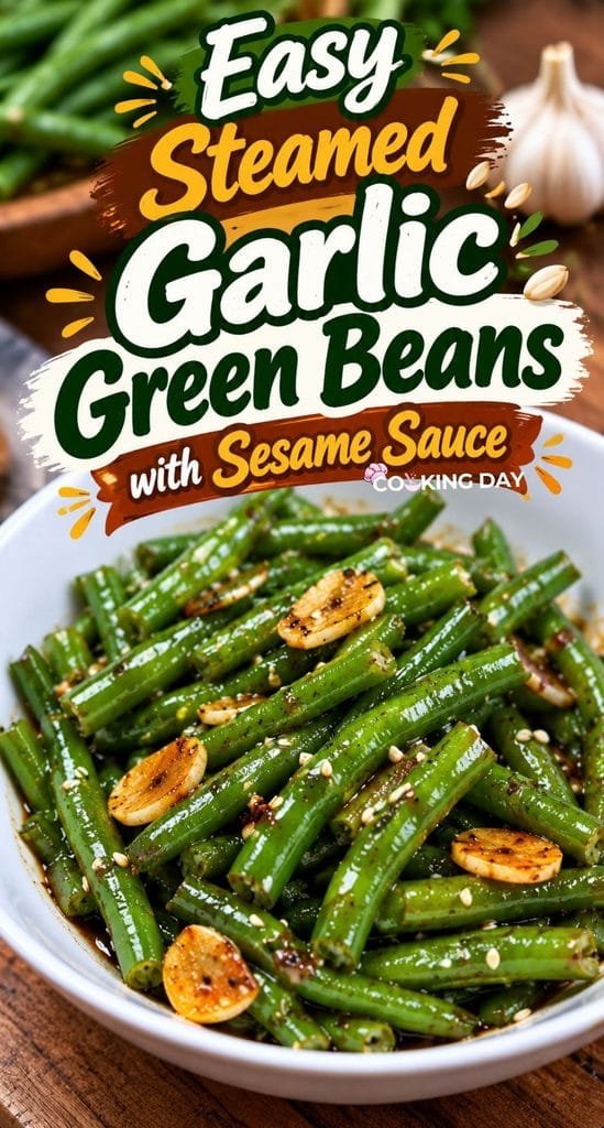 Easy Steamed Garlic Green Beans with Sesame Sauce