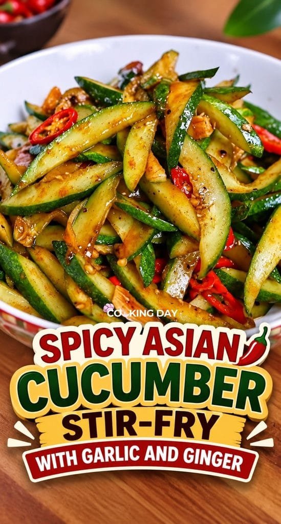 Spicy Asian Cucumber Stir-Fry with Garlic and Ginger