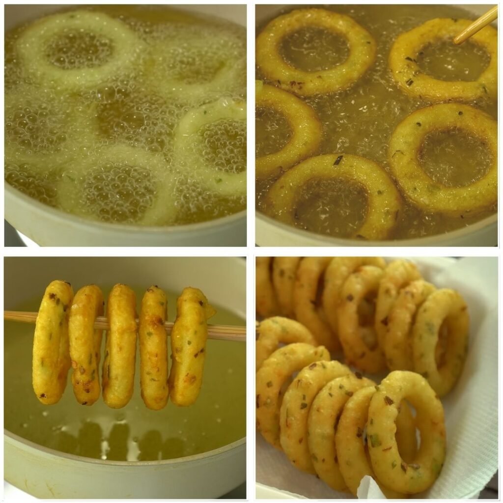 Fry Until Crispy -Garlic Potato Rings