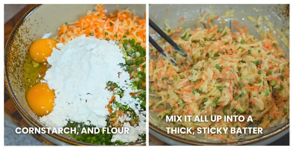 Mix the batter - Crispy Potato Veggie Balls