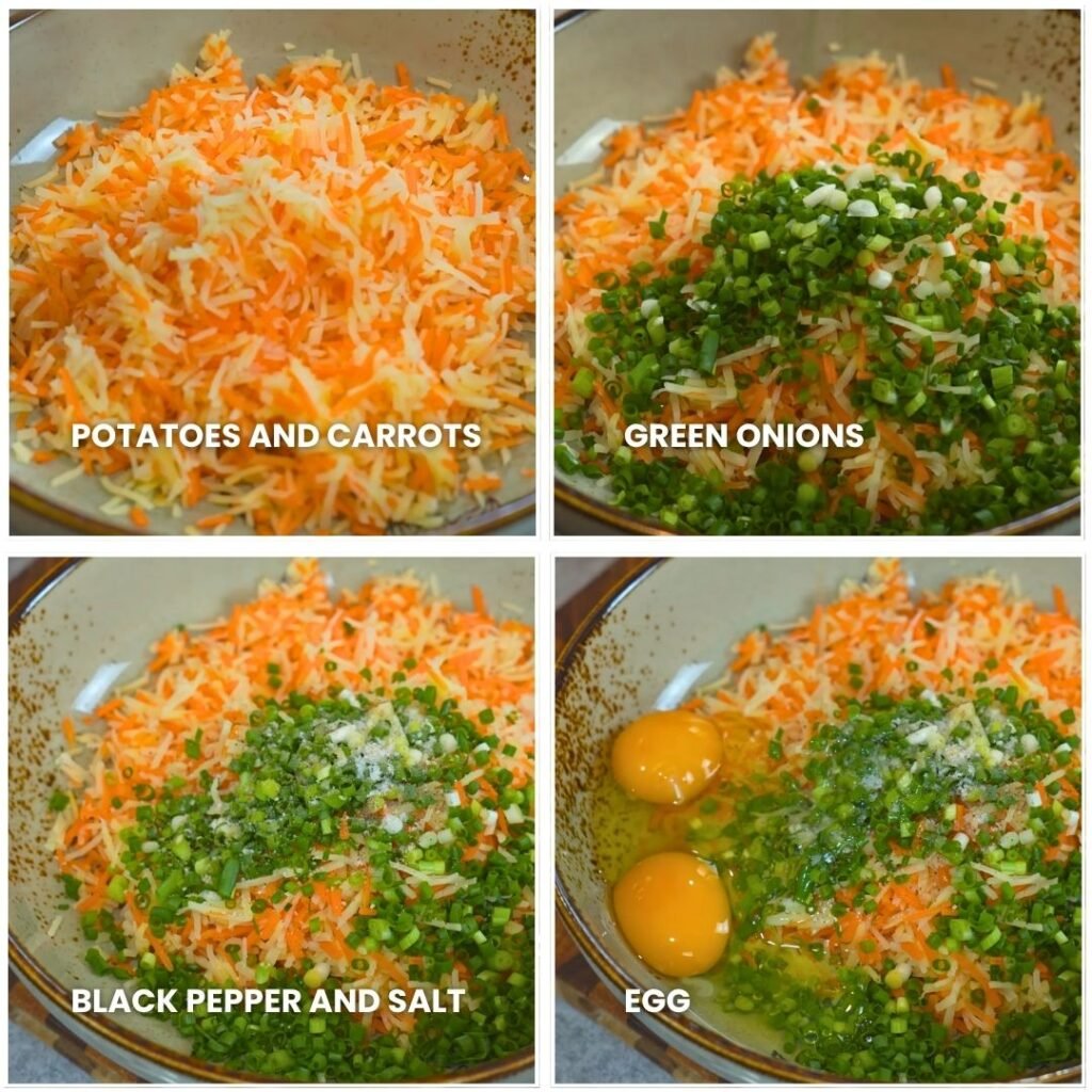 Mix the veggies and other ingredients together - Crispy Potato Veggie Balls