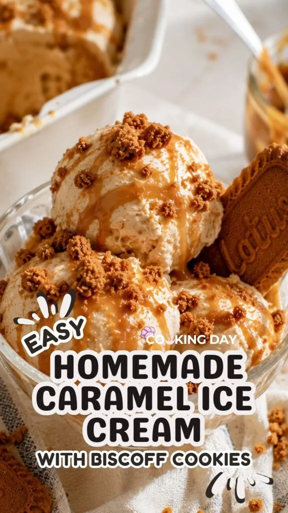 Easy Homemade Caramel Ice Cream with Biscoff Cookies