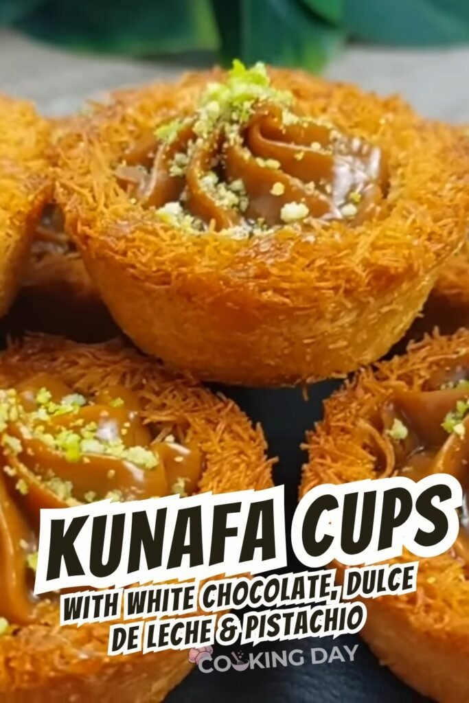 Golden Kunafa Cups – Filled with Dulce de Leche, White Chocolate & Pistachios