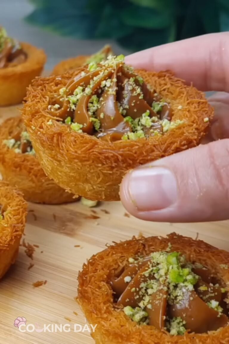 Kunafa Cups with Caramel & White Chocolate – A Decadent Bite-Sized Dessert
