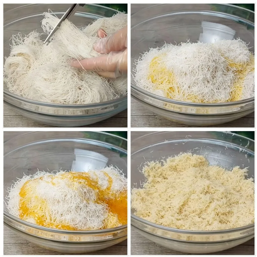Prep the Kunafa - Golden Kunafa Cups – Filled with Dulce de Leche, White Chocolate & Pistachios