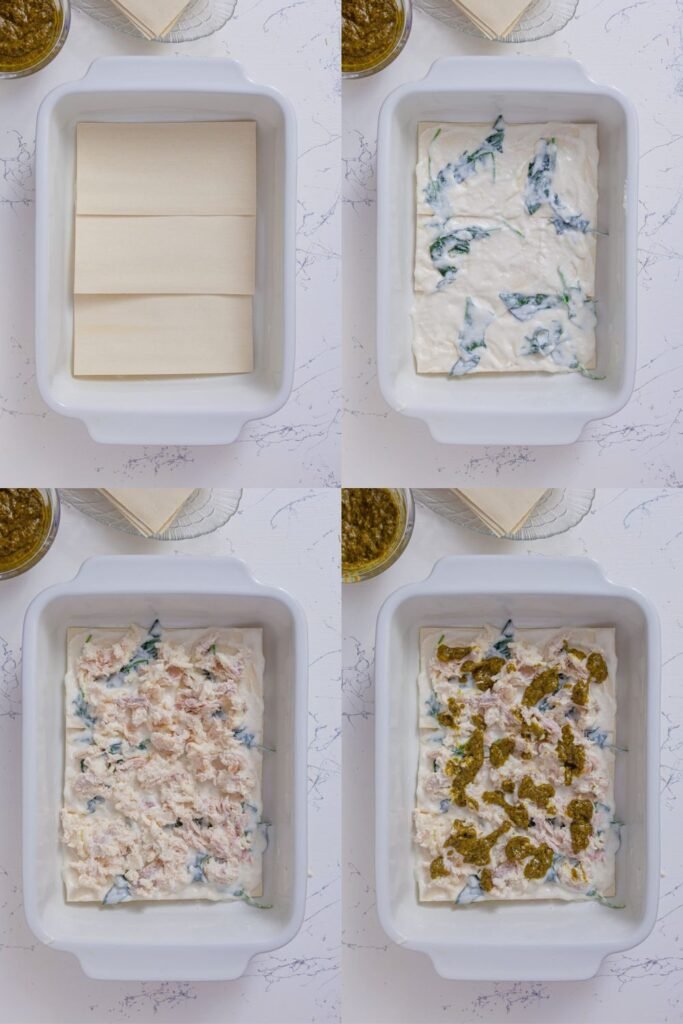Creamy White Chicken Spinach Lasagna – A Comfort Food Classic with Pesto!