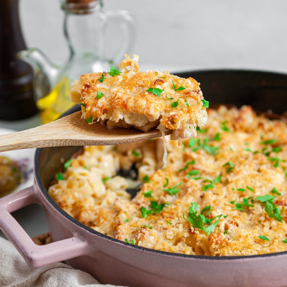 Garnish & Serve--Chicken Cordon Bleu Pasta Bake – Creamy, Cheesy, and Comforting