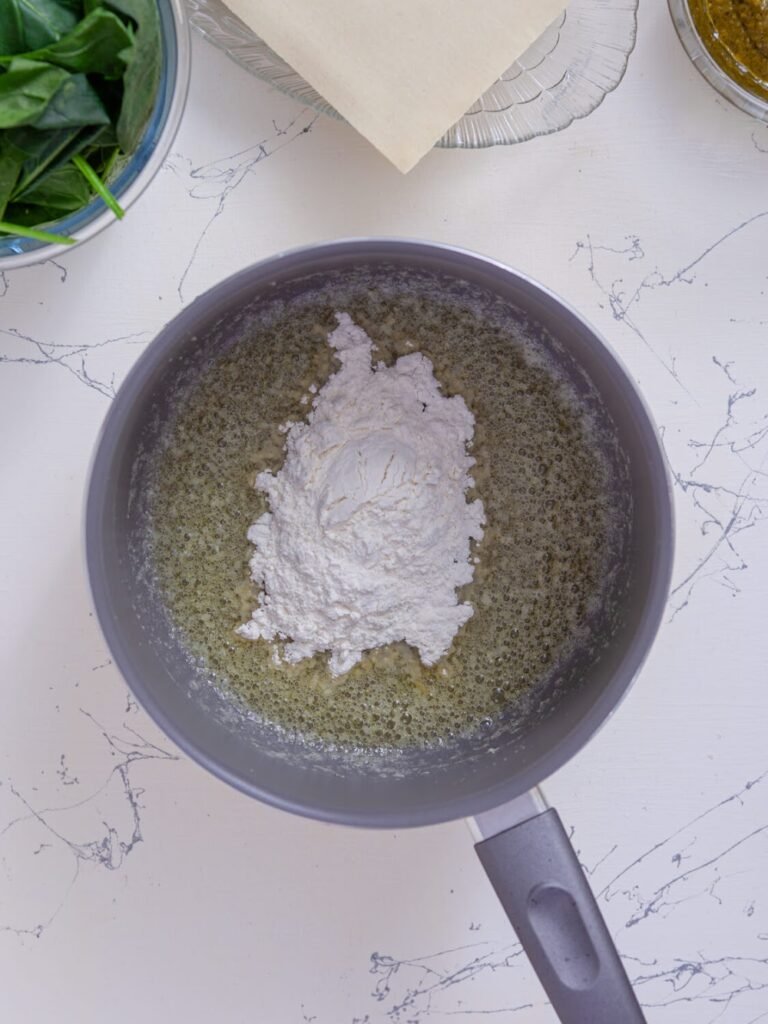  Make the Béchamel Sauce --Creamy White Chicken Spinach Lasagna – A Comfort Food Classic with Pesto!