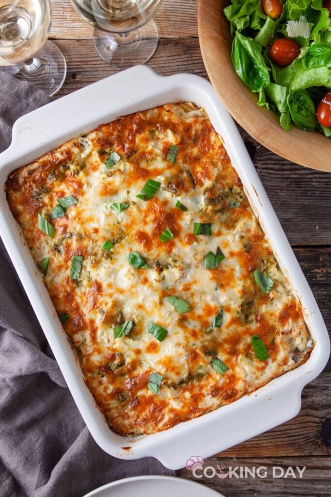 Creamy White Chicken Spinach Lasagna – A Comfort Food Classic with Pesto!