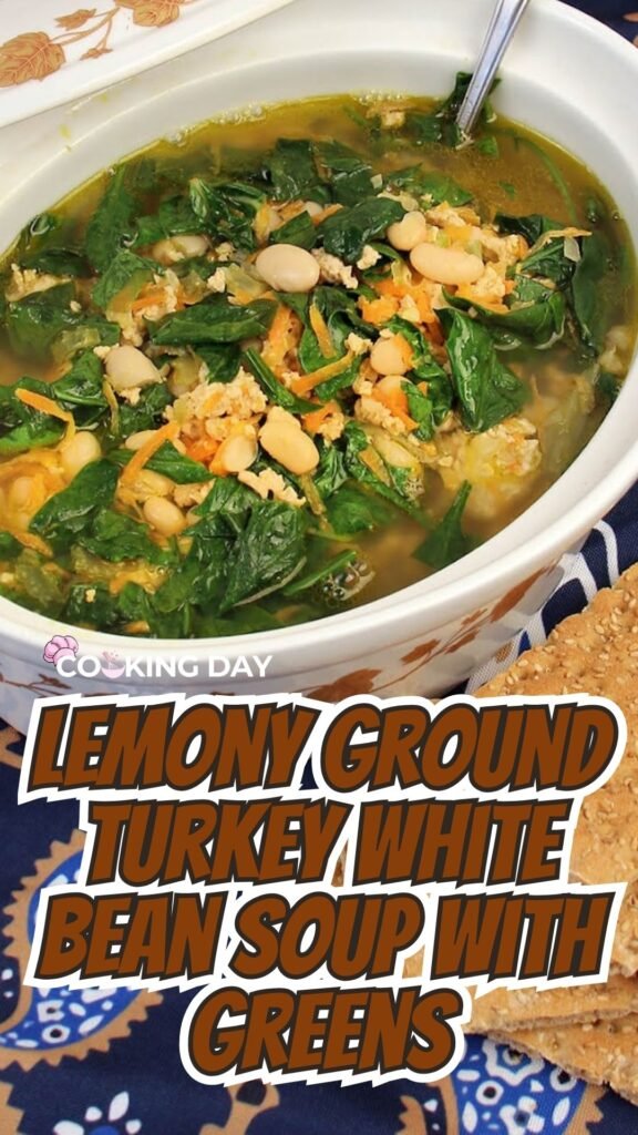 Lemony Ground Turkey White Bean Soup with Greens - Nutritious, Cozy & Delicious!