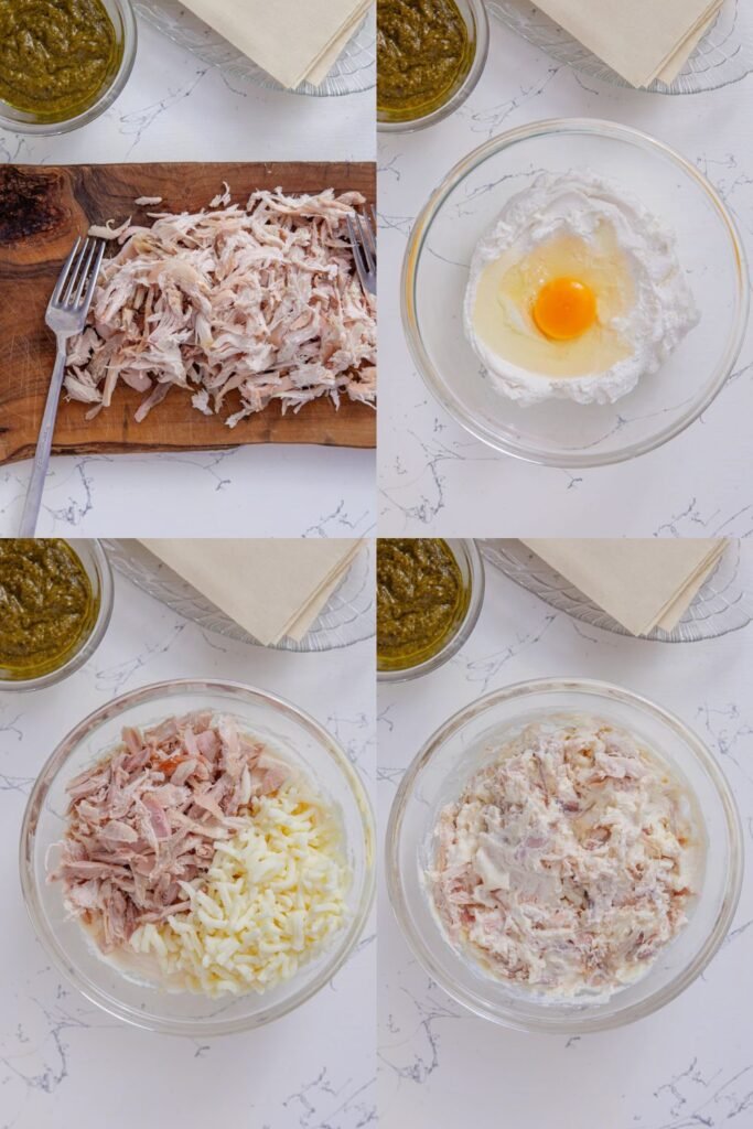 Prepare the Chicken Mixture-Creamy White Chicken Spinach Lasagna – A Comfort Food Classic with Pesto!