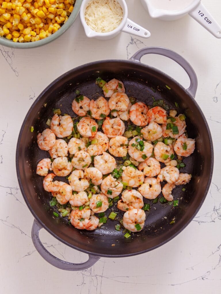Cook Shrimp- Creamy Shrimp & Corn Rotini – Quick, Easy & Satisfying!