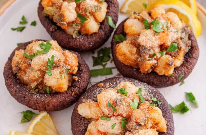 Shrimp-Filled Portobello Mushroom Caps-Perfect for Any Occasion!