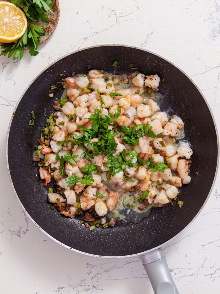 Cook the shrimp-Shrimp-Filled Portobello Mushroom Caps-Perfect for Any Occasion!