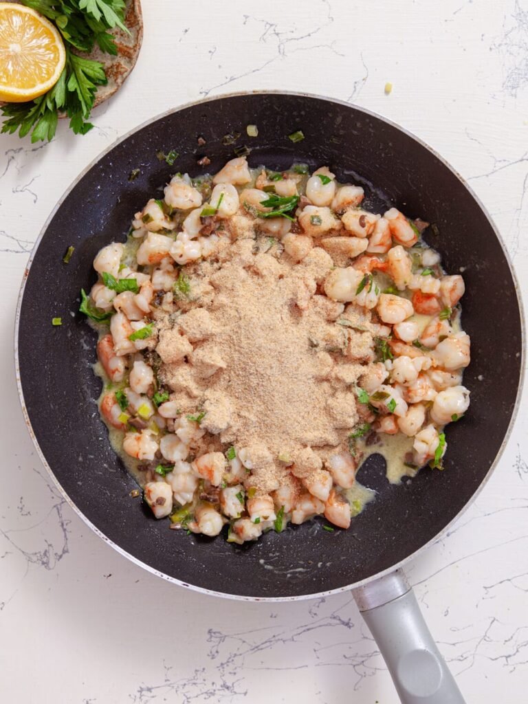 Combine filling ingredients-Shrimp-Filled Portobello Mushroom Caps-Perfect for Any Occasion!