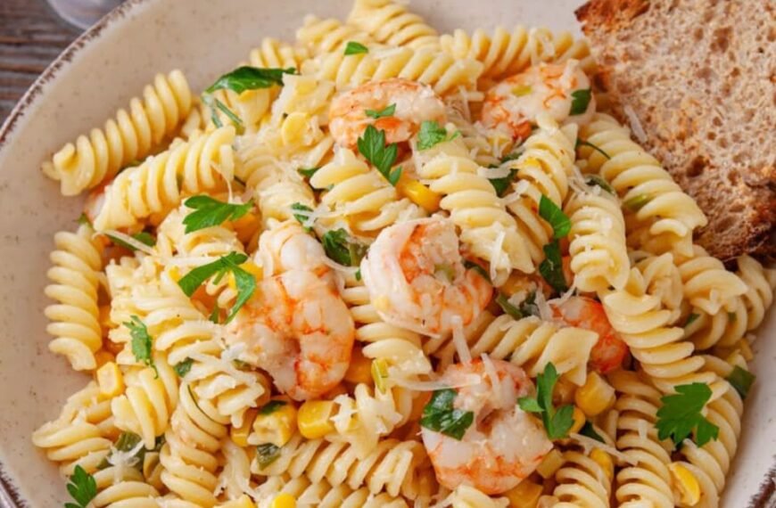 Shrimp and Corn Rotini – Light, Creamy, and Full of Flavor