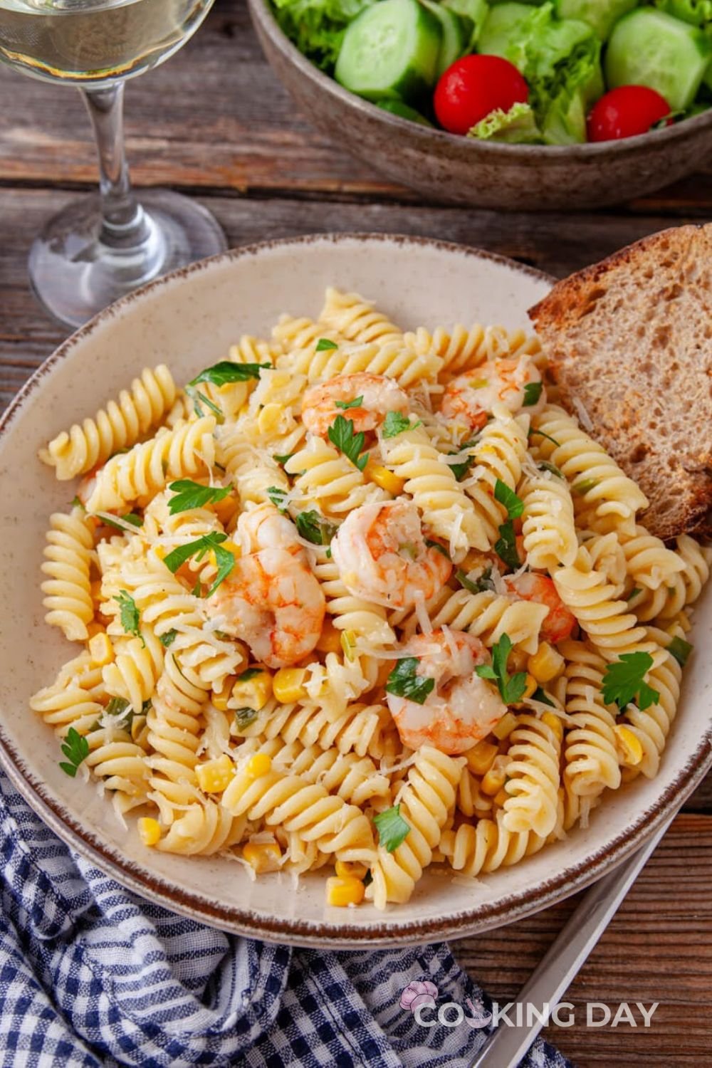 Shrimp and Corn Rotini – Light, Creamy, and Full of Flavor